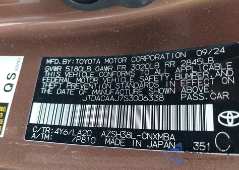 2025 Toyota Crown Signia Xle из США, поврежденный, VIN JTDACAAJ7S3006338